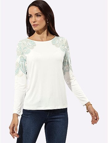 T-shirt à manches longues motif imprimé - taille standard - helline