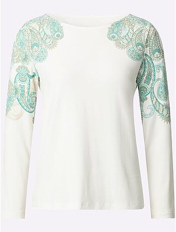 T-shirt à manches longues motif imprimé - taille standard - helline