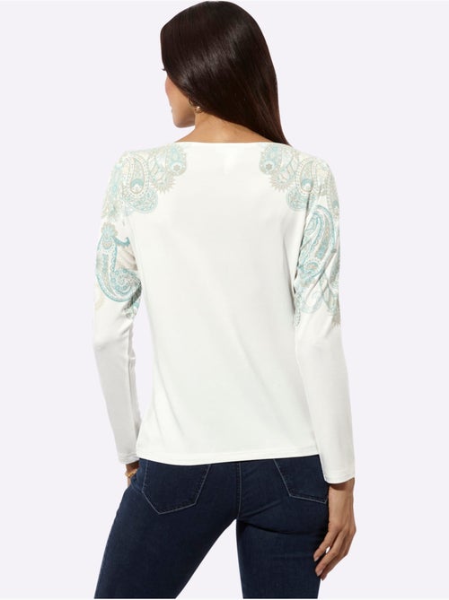 T-shirt à Manches Longues Motif Imprimé - Taille Standard - Helline - Kiabi
