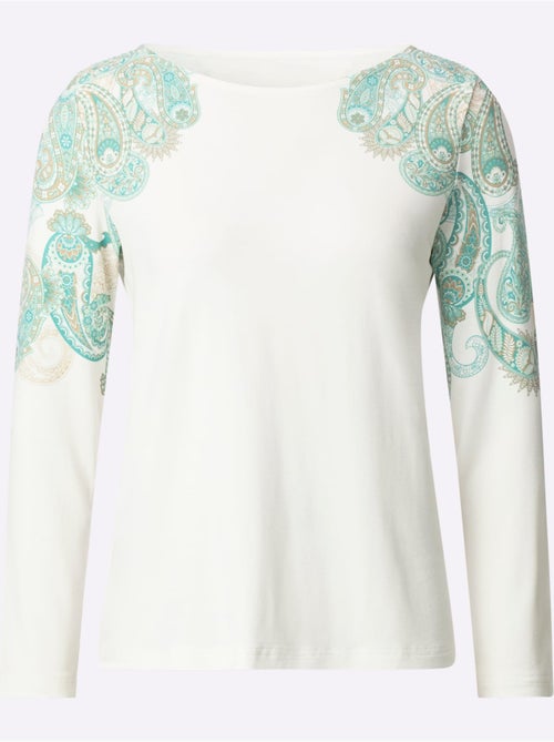 T-shirt à Manches Longues Motif Imprimé - Taille Standard - Helline - Kiabi