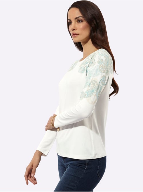 T-shirt à Manches Longues Motif Imprimé - Taille Standard - Helline - Kiabi