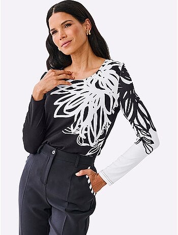 T-shirt à Manches Longues Motif Imprimé - Taille Standard - Helline