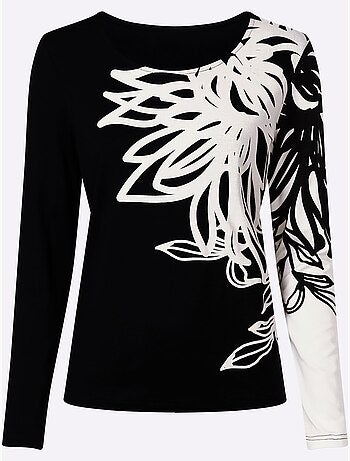 T-shirt à Manches Longues Motif Imprimé - Taille Standard - Helline
