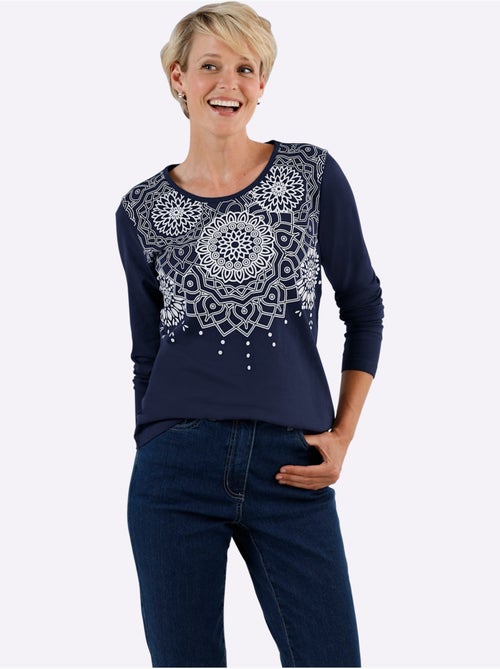T-shirt à manches longues motif imprimé - taille standard - moda vilona - Kiabi T-shirt à manches longues motif imprimé - taille standard - moda vilona - Kiabi