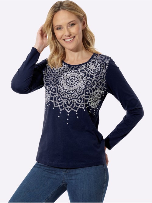 T-shirt à manches longues motif imprimé - taille standard - moda vilona - Kiabi T-shirt à manches longues motif imprimé - taille standard - moda vilona - Kiabi