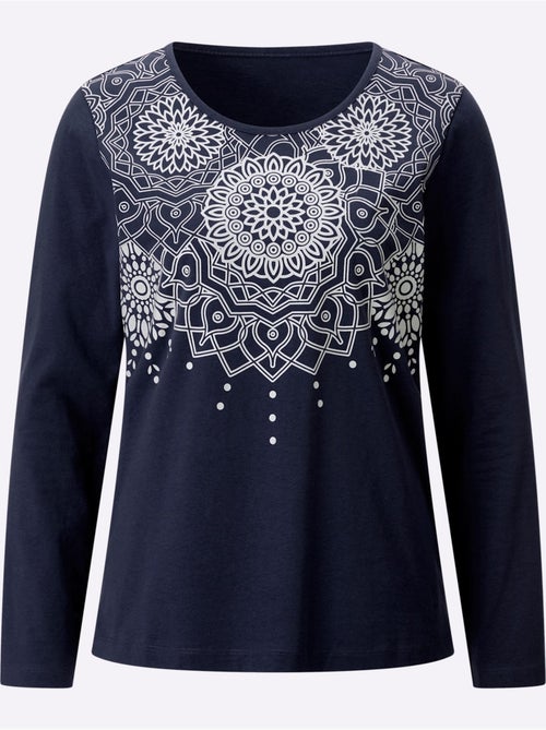 T-shirt à manches longues motif imprimé - taille standard - moda vilona - Kiabi T-shirt à manches longues motif imprimé - taille standard - moda vilona - Kiabi