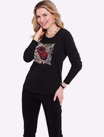 T-shirt à Manches Longues Motif Imprimé - Taille Standard - Moda Vilona