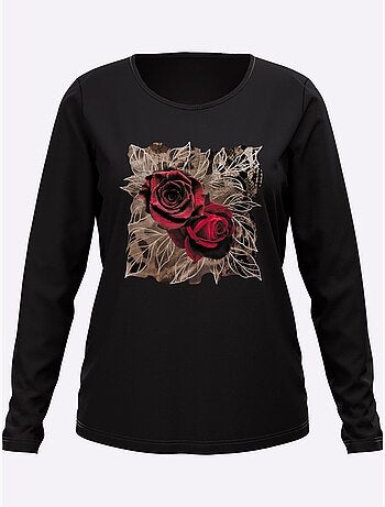 T-shirt à Manches Longues Motif Imprimé - Taille Standard - Moda Vilona