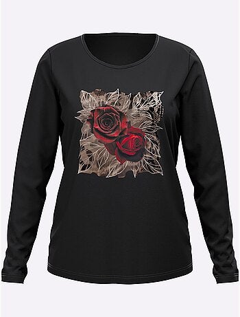 T-shirt à Manches Longues Motif Imprimé - Taille Standard - Moda Vilona