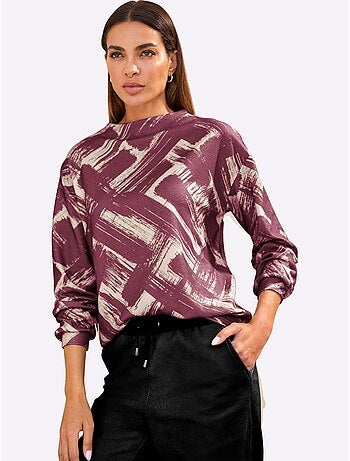 T-shirt à manches longues motif imprimé exclusif - taille standard - helline