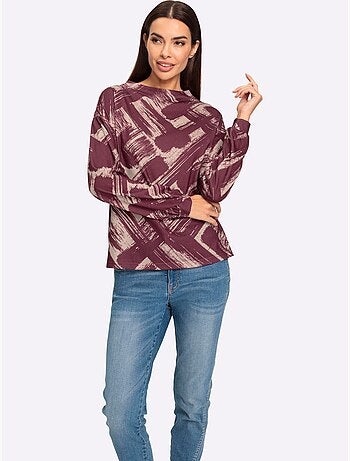 T-shirt à manches longues motif imprimé exclusif - taille standard - helline