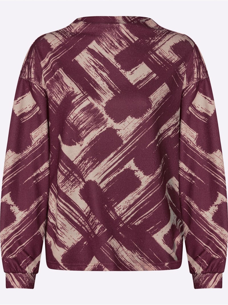 T-shirt à Manches Longues Motif Imprimé Exclusif - Taille Standard - Helline Bordeaux - Kiabi