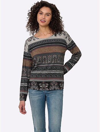 T-shirt à Manches Longues Motif Imprimé Romantique - Taille Standard - Helline