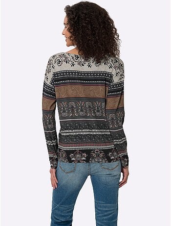 T-shirt à Manches Longues Motif Imprimé Romantique - Taille Standard - Helline