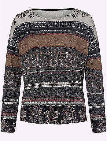 T-shirt à Manches Longues Motif Imprimé Romantique - Taille Standard - Helline