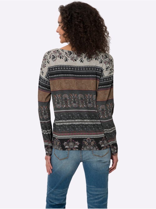 T-shirt à Manches Longues Motif Imprimé Romantique - Taille Standard - helline - Kiabi