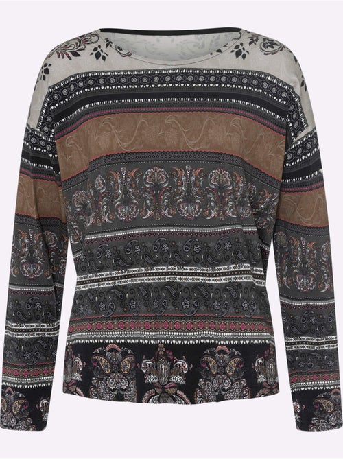 T-shirt à Manches Longues Motif Imprimé Romantique - Taille Standard - helline - Kiabi