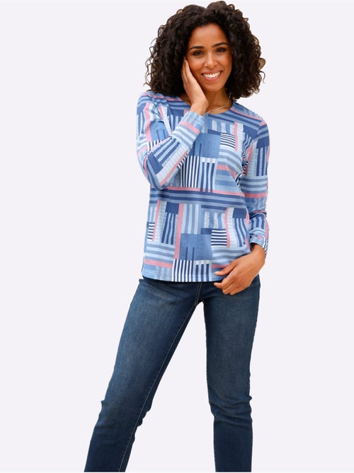 T-shirt à manches longues motif patchwork moderne - taille standard - moda vilona - Kiabi T-shirt à manches longues motif patchwork moderne - taille standard - moda vilona - Kiabi