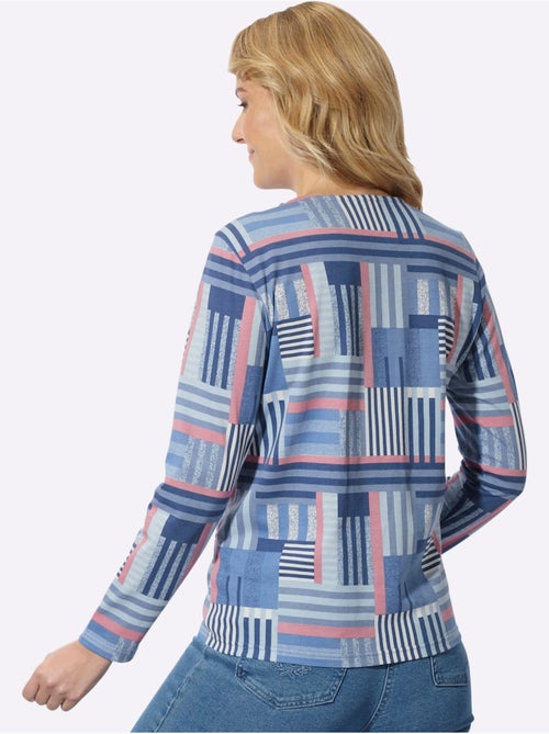 T-shirt à manches longues motif patchwork moderne - taille standard - moda vilona - Kiabi T-shirt à manches longues motif patchwork moderne - taille standard - moda vilona - Kiabi