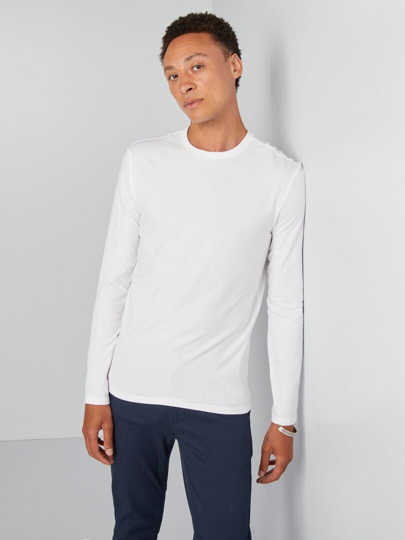 T-SHIRT EPAIS - BLANC - MANCHES LONGUES - MAX WEIGHT 8 OZ - CAMBER USA
