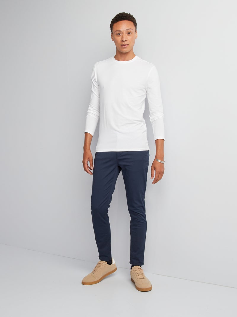 T-shirt à manches longues muscle fit blanc - Kiabi