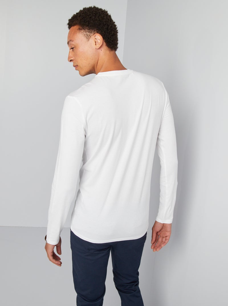 T-shirt à manches longues muscle fit blanc - Kiabi
