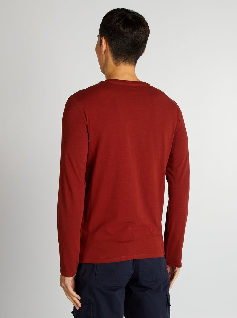 T-shirt à manches longues muscle fit Orange rouge - Kiabi