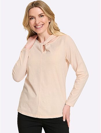 T-shirt à manches longues nœud décoratif tendance - taille standard - moda vilona