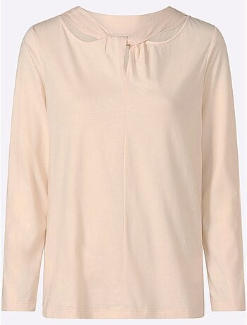 T-shirt à manches longues nœud décoratif tendance - taille standard - moda vilona