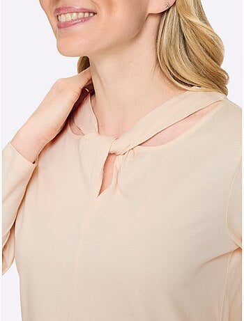 T-shirt à manches longues nœud décoratif tendance - taille standard - moda vilona