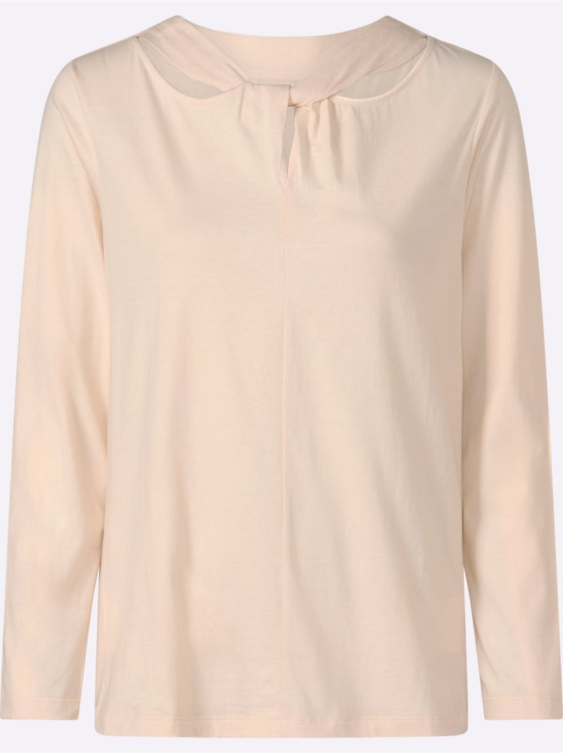 T-shirt à manches longues nœud décoratif tendance - taille standard - moda vilona Marron clair - Kiabi