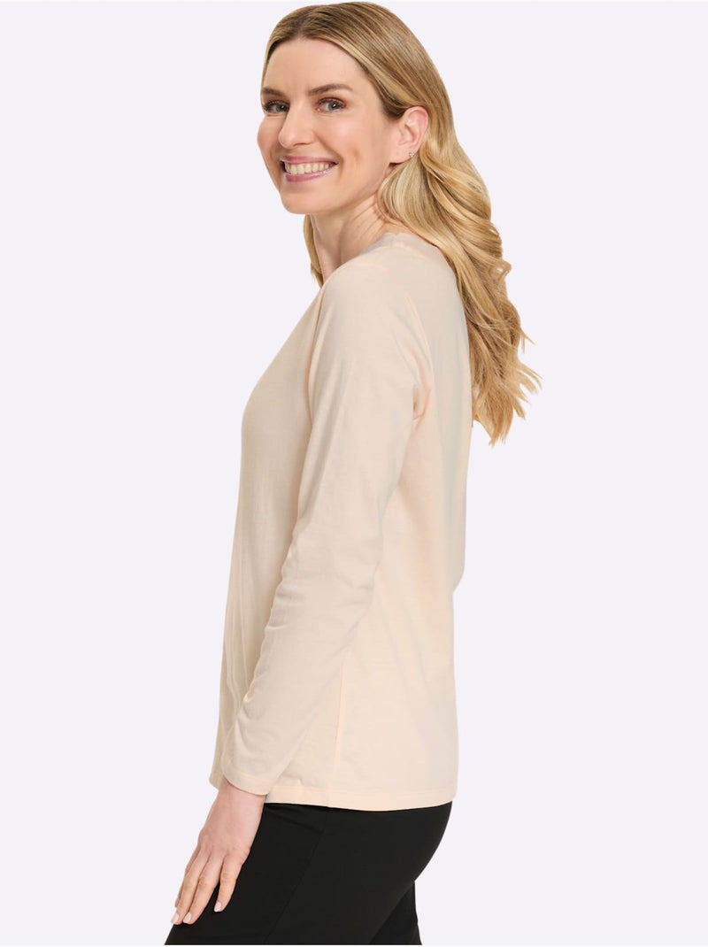 T-shirt à manches longues nœud décoratif tendance - taille standard - moda vilona Marron clair - Kiabi