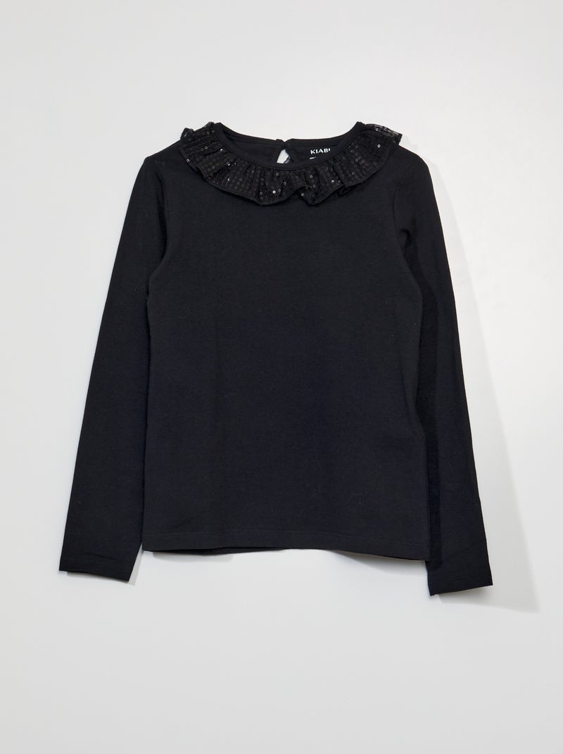 T-shirt à manches longues noir - Kiabi