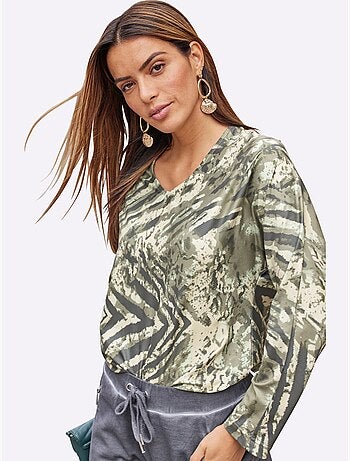 T-shirt à manches longues petites pierres fantaisie - taille standard - witt