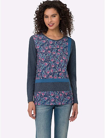 T-shirt à Manches Longues Pièce Décorative Devant - Taille Standard - Helline