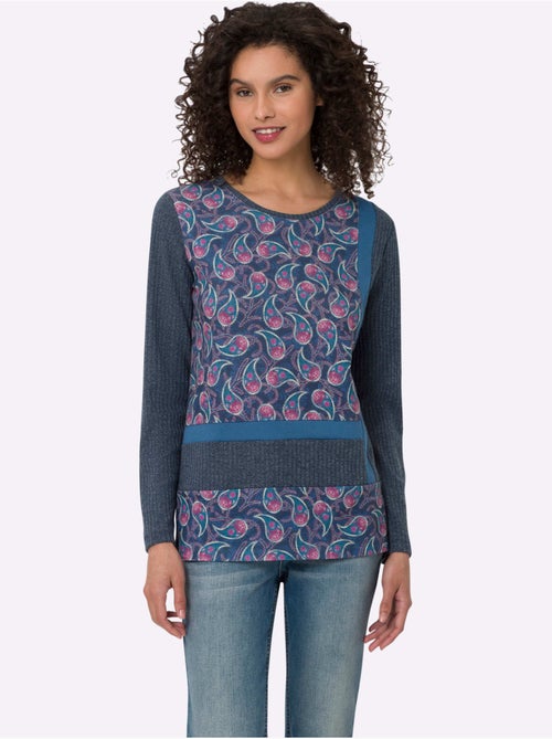 T-shirt à Manches Longues Pièce Décorative Devant - Taille Standard - helline - Kiabi