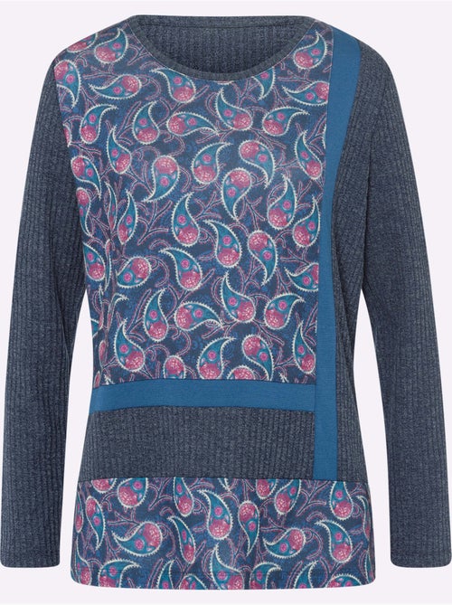 T-shirt à Manches Longues Pièce Décorative Devant - Taille Standard - helline - Kiabi