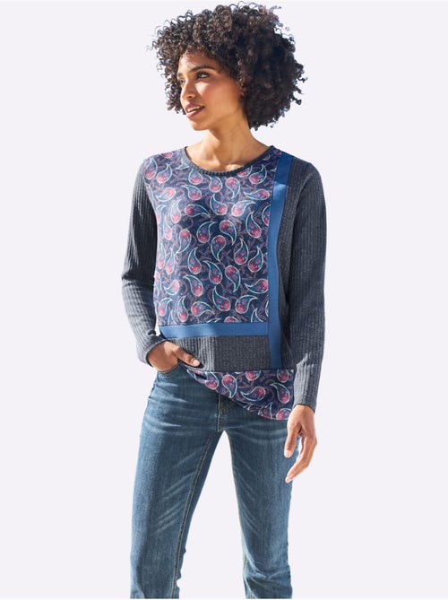 T-shirt à Manches Longues Pièce Décorative Devant - Taille Standard - helline - Kiabi