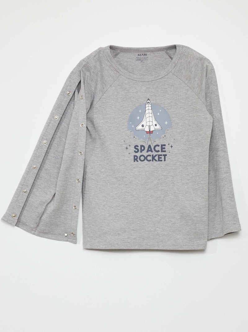 T-shirt à manches longues pressionnées - So Easy Gris - Kiabi