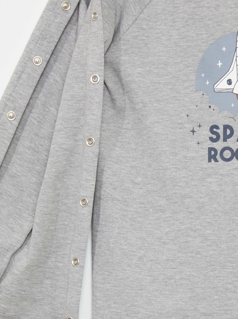 T-shirt à manches longues pressionnées - So Easy Gris - Kiabi