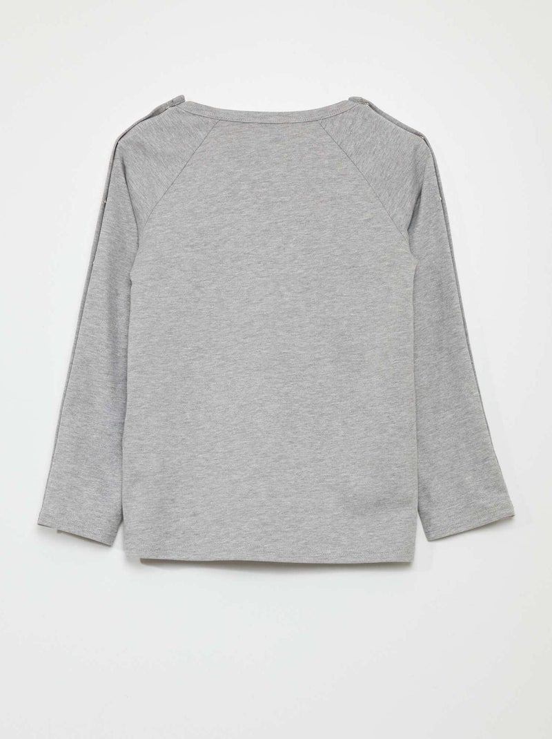 T-shirt à manches longues pressionnées - So Easy Gris - Kiabi