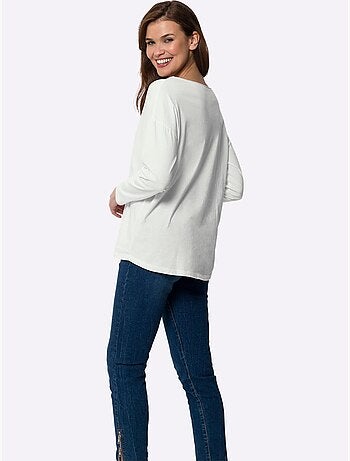 T-shirt à Manches Longues Pur Coton - Taille Standard - helline