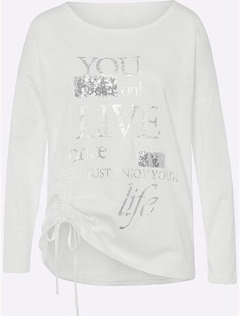T-shirt à Manches Longues Pur Coton - Taille Standard - helline