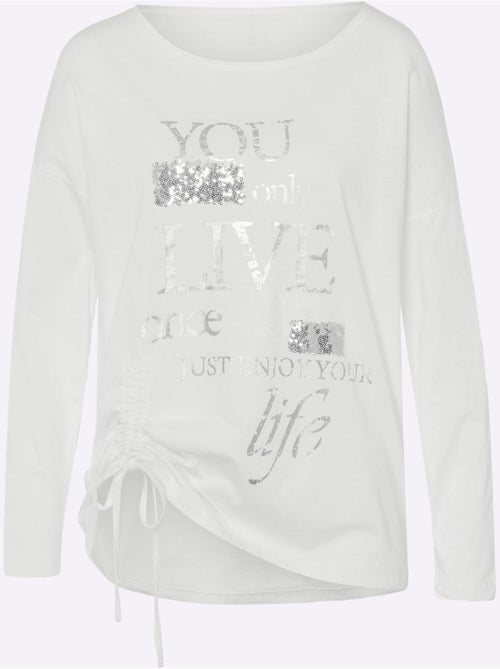 T-shirt à Manches Longues Pur Coton - Taille Standard - helline - Kiabi