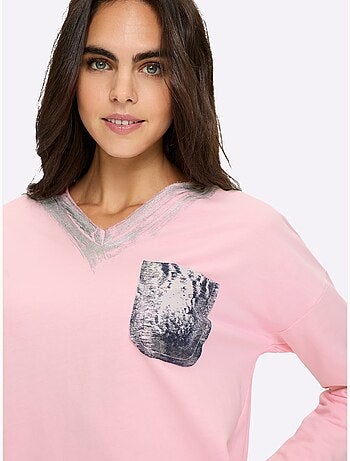 T-shirt à Manches Longues Pur Coton - Taille Standard - Helline