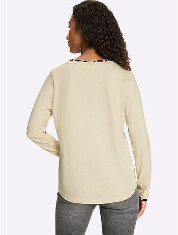 T-shirt à Manches Longues Pur Coton - Taille Standard - helline