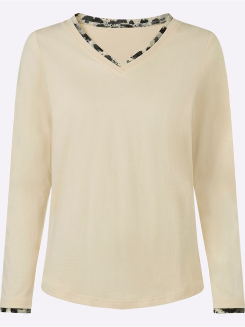 T-shirt à Manches Longues Pur Coton - Taille Standard - helline - Kiabi