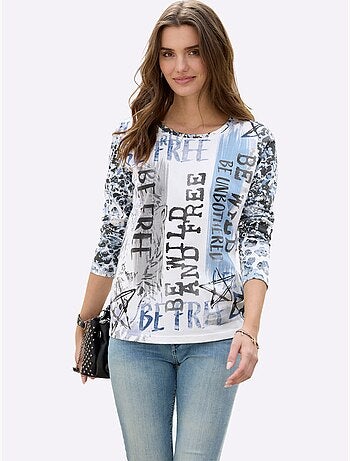 T-shirt à Manches Longues Pur Coton - Taille Standard - Moda Vilona