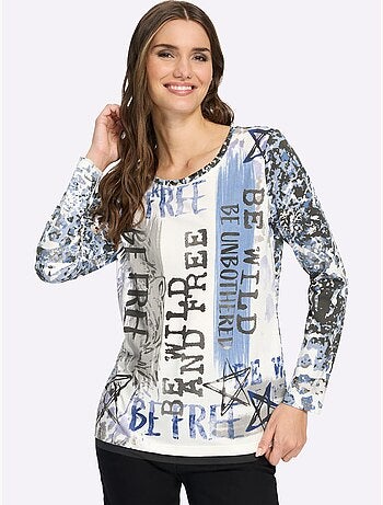 T-shirt à Manches Longues Pur Coton - Taille Standard - Moda Vilona