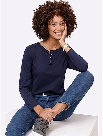 T-shirt à Manches Longues Pur Coton - Taille Standard - Moda Vilona